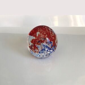 2.5” Red and Blue Art Glass Paperweight